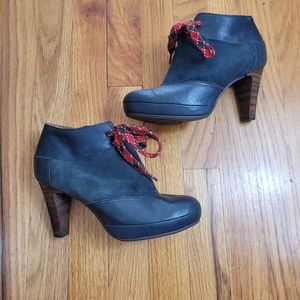 Anthro Luck Penny Blue Leather Ankle Booties